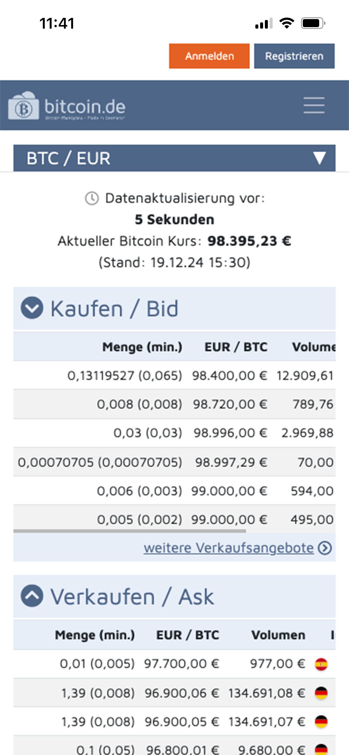 Screenshot bitcoin.de