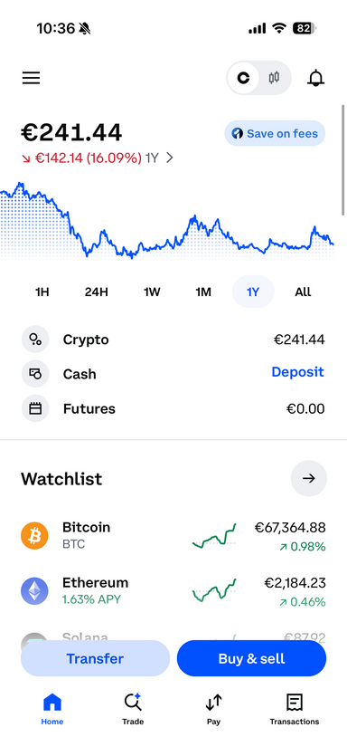 Vorschau der Coinbase App