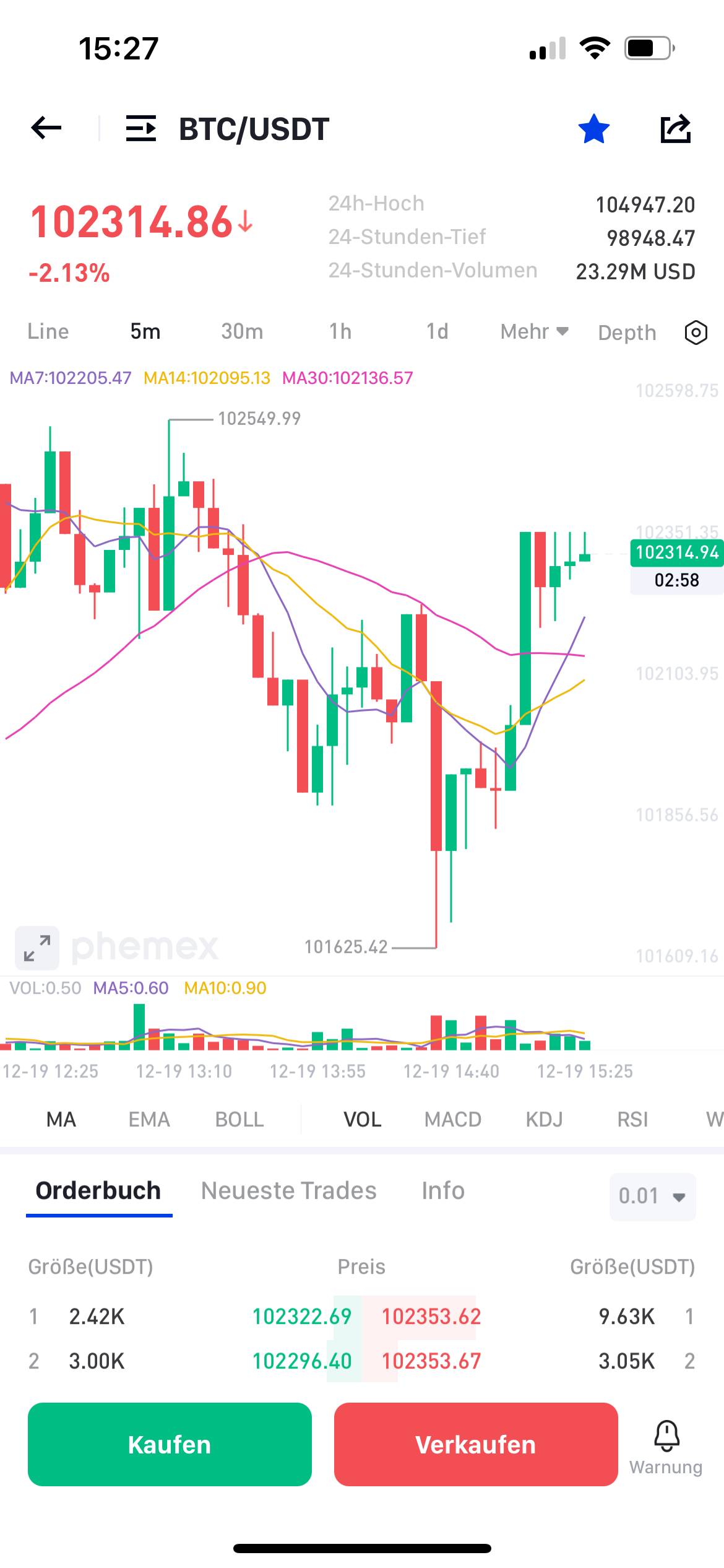 Screenshot Phemex