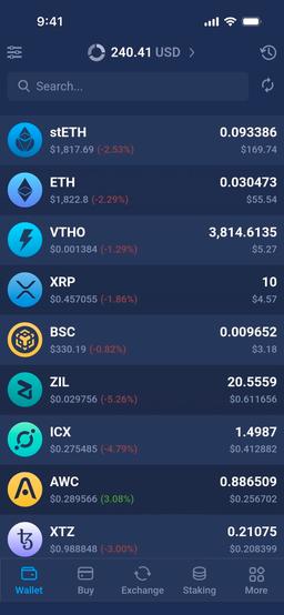 Vorschau der Atomic Wallet App
