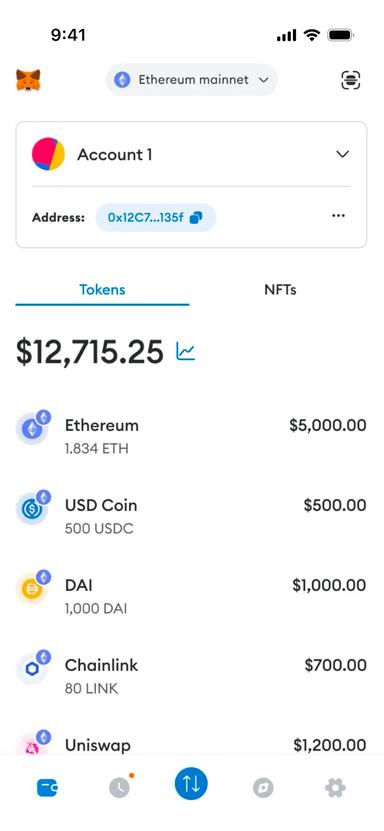 Vorschau der MetaMask App
