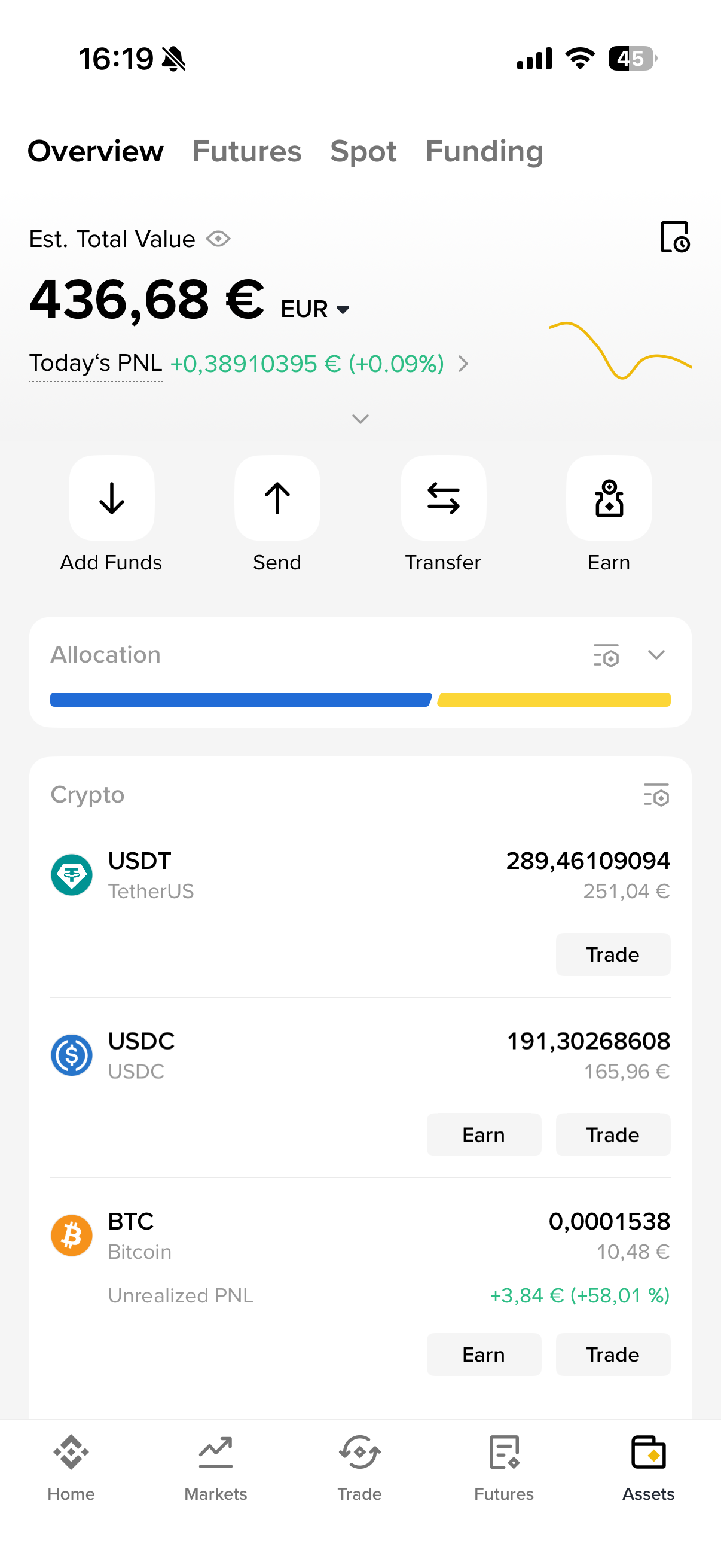 Portfolio in der Binance App