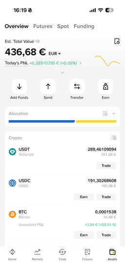 Portfolio in der Binance App