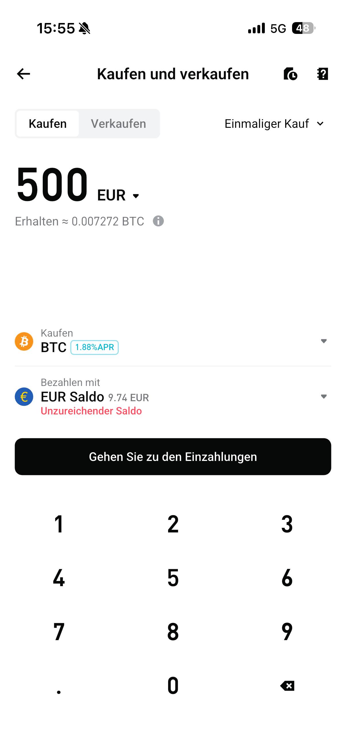 Screenshot Krypto kaufen