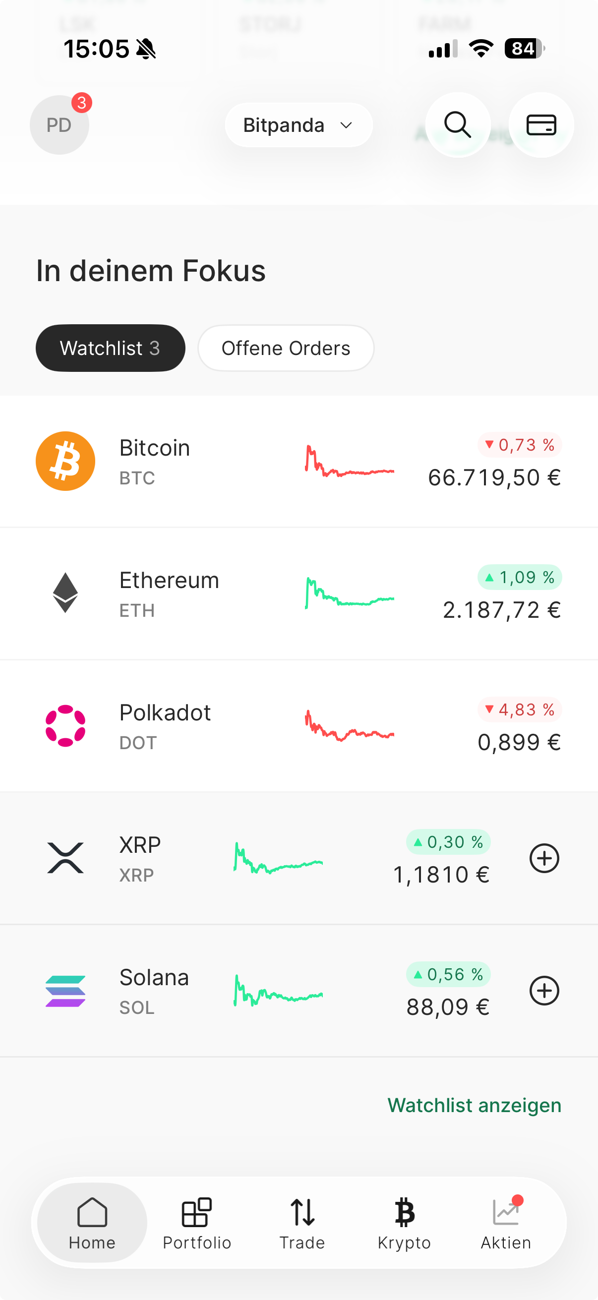 Screenshot Marktüberblick