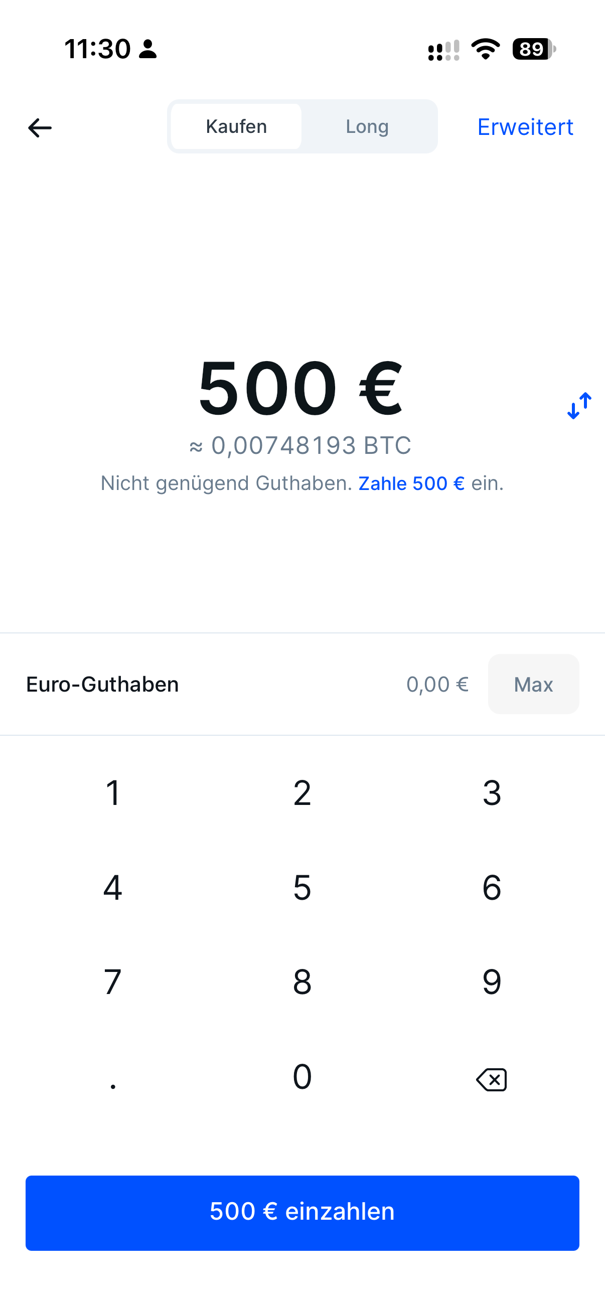 Screenshot Krypto kaufen