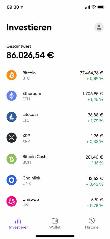 Portfolio in der BSDEX App
