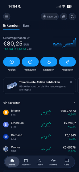 Portfolio in der Crypto.com App
