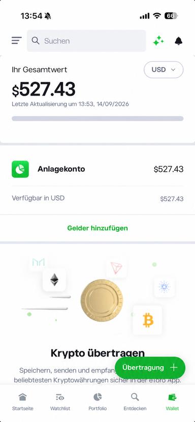 Portfolio in der eToro App