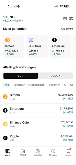 Marktüberblick in der Finst App