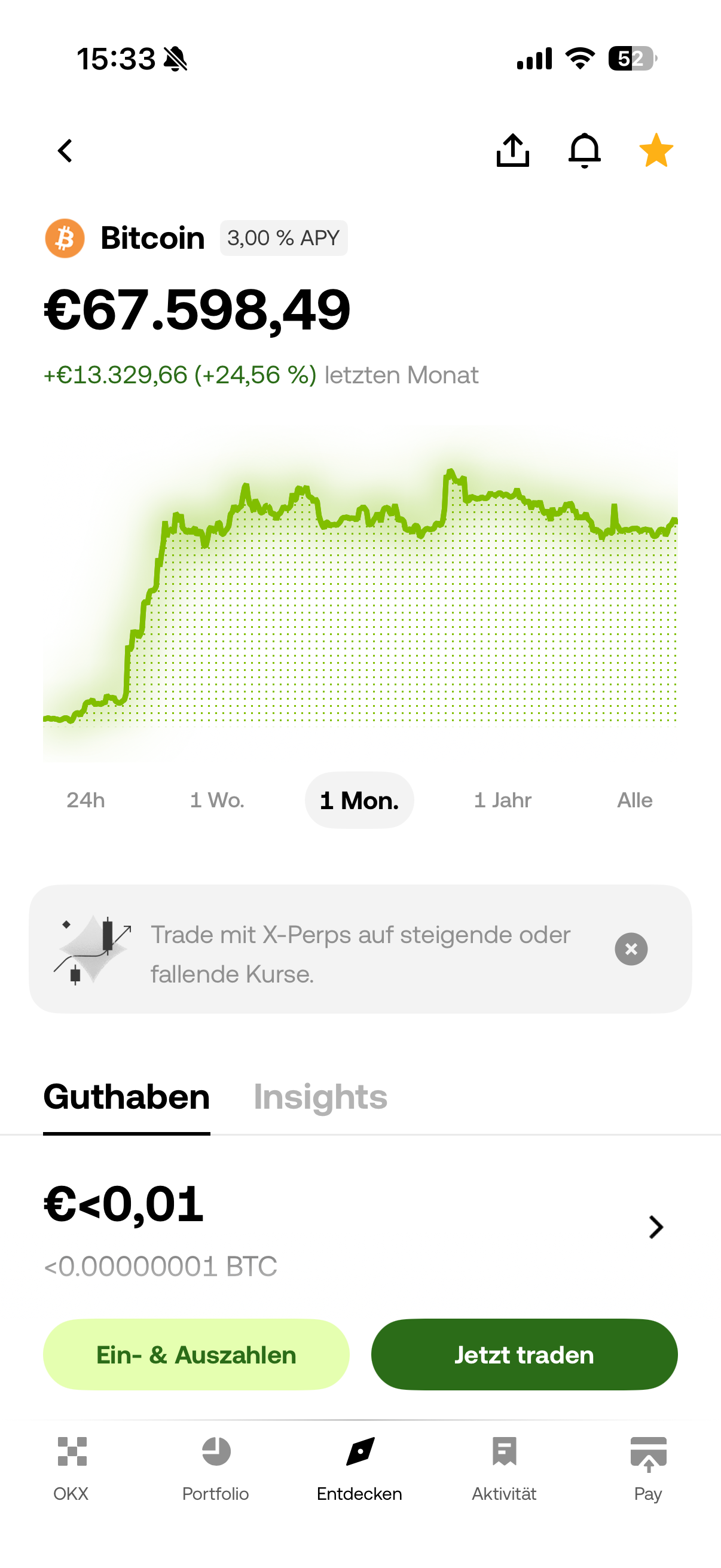 Kurse in der OKX App verfolgen
