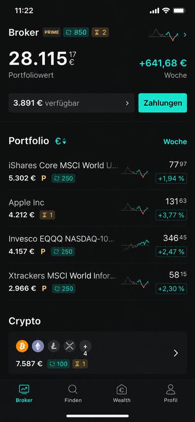 Marktüberblick in der Scalable Capital App