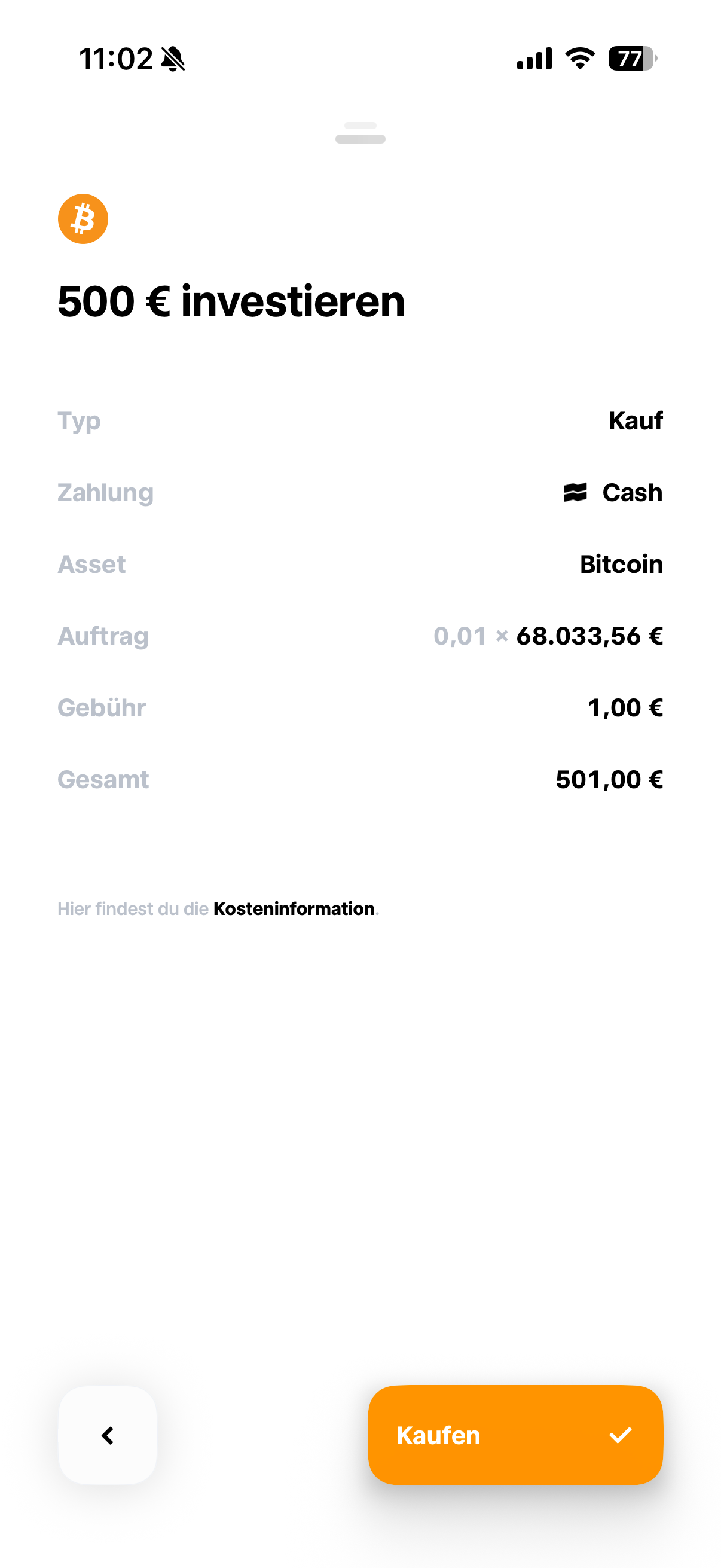 Screenshot Krypto kaufen