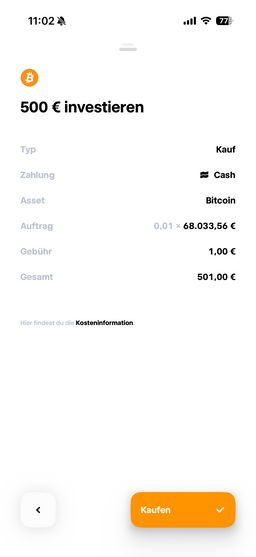 Screenshot Krypto kaufen